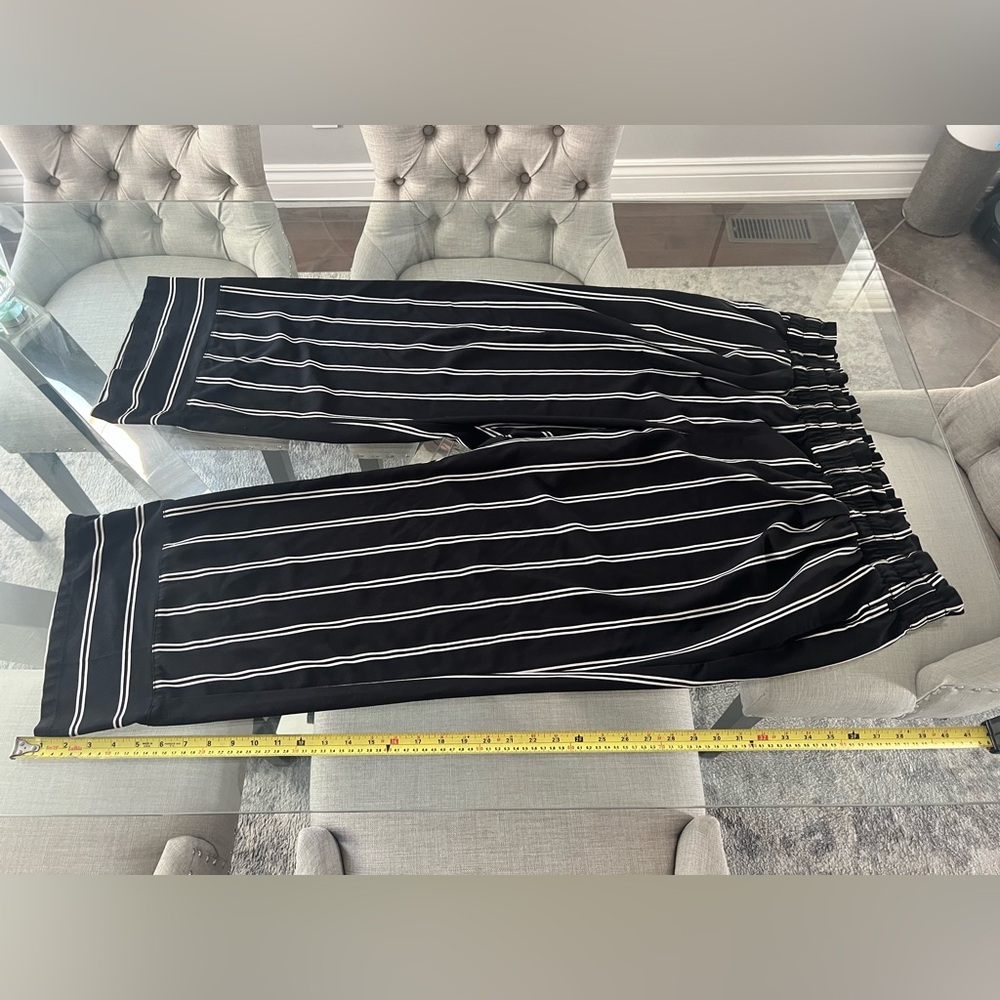 George Black and White Striped Wide Leg Pants